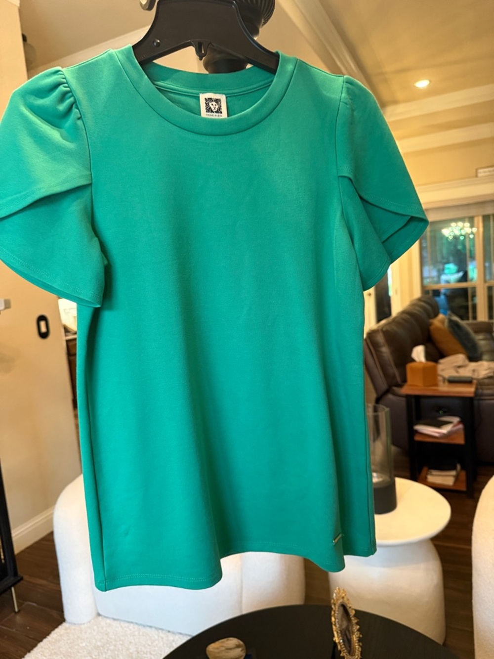 Anne Klein Teal Green Puff Sleeve Top